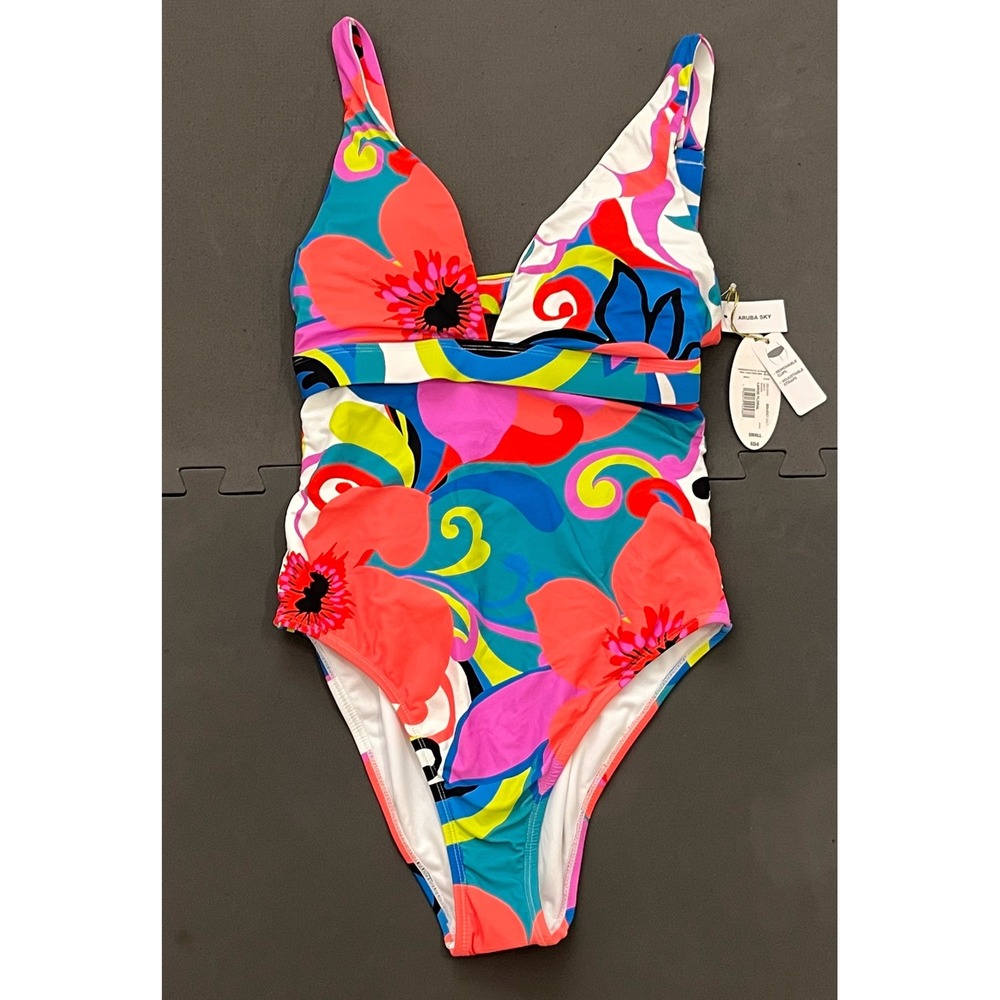 Mynah Aruba sky 1 pc swimsuit bright floral small 012799 small adjustable straps